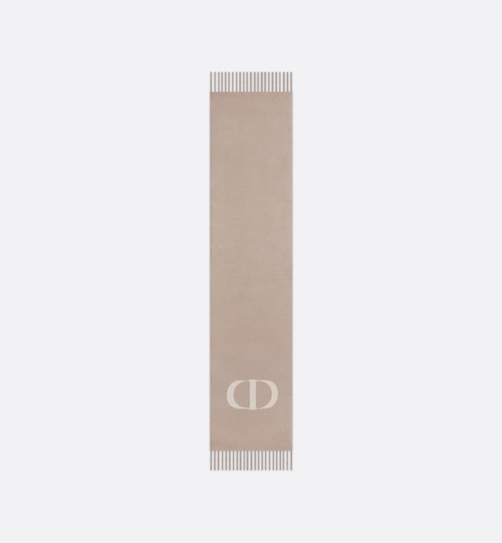 CD Signature Scarf • Beige Cashmere and Wool