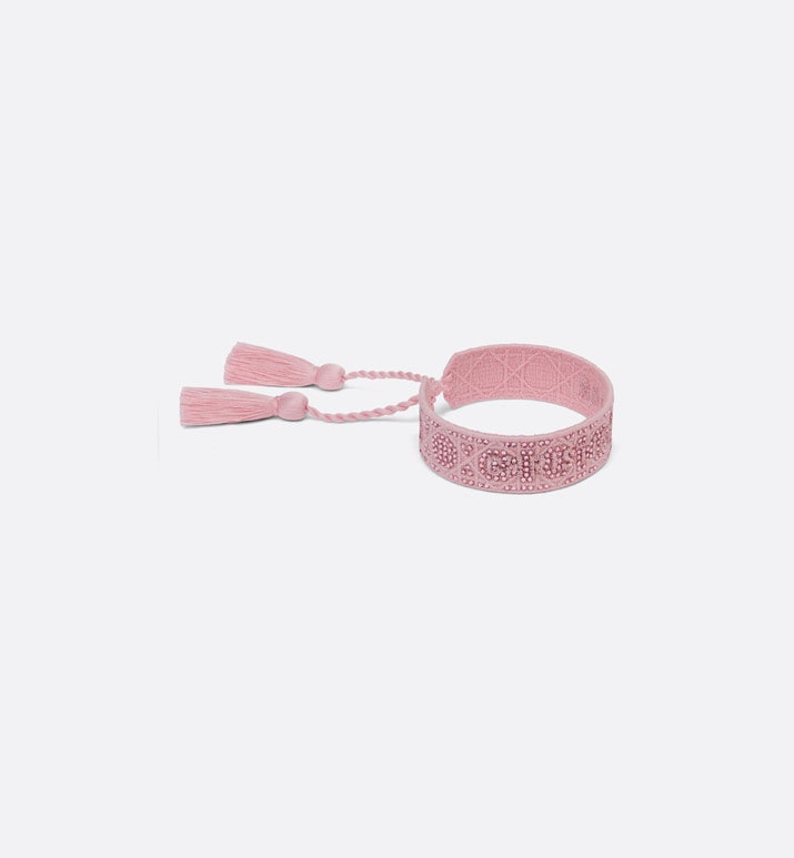 Christian Dior Bracelet • Melocoton Pink Cannage Embroidery and Crystals