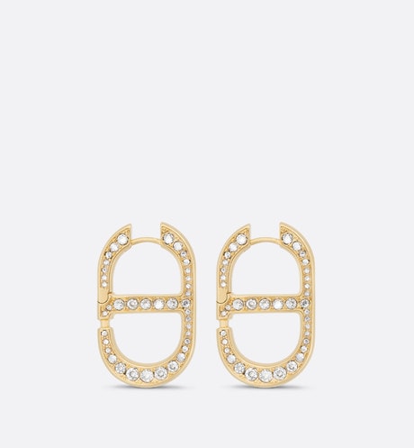 30 Montaigne Earrings • Gold-Finish Metal and Silver-Tone Crystals