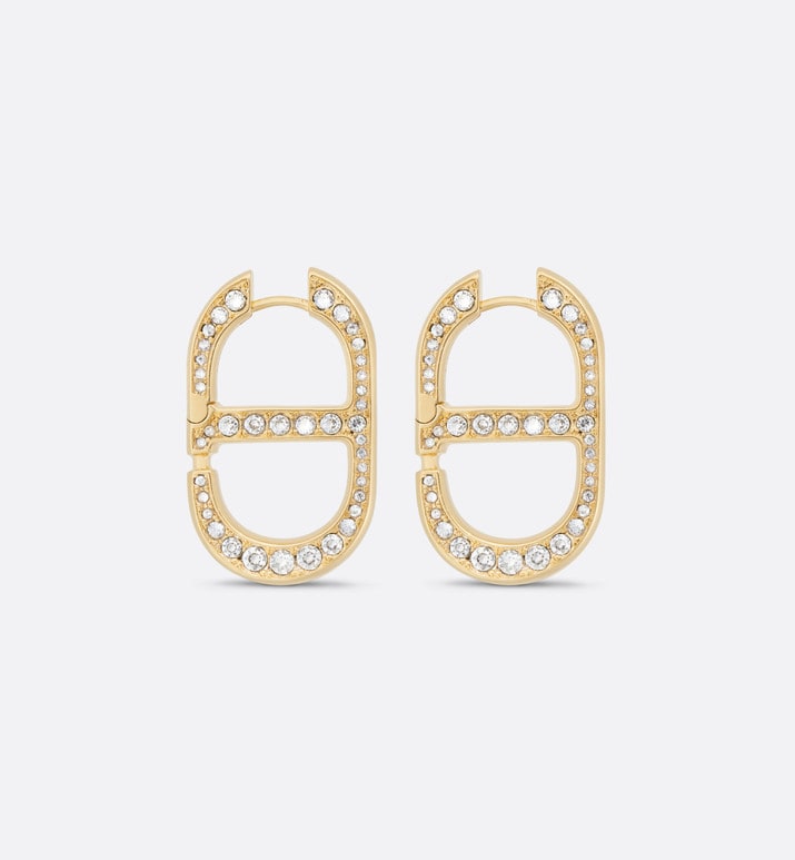 30 Montaigne Earrings • Gold-Finish Metal and Silver-Tone Crystals