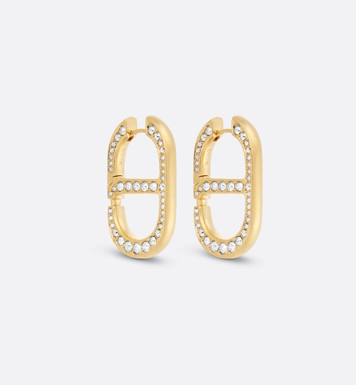 30 Montaigne Earrings • Gold-Finish Metal and Silver-Tone Crystals