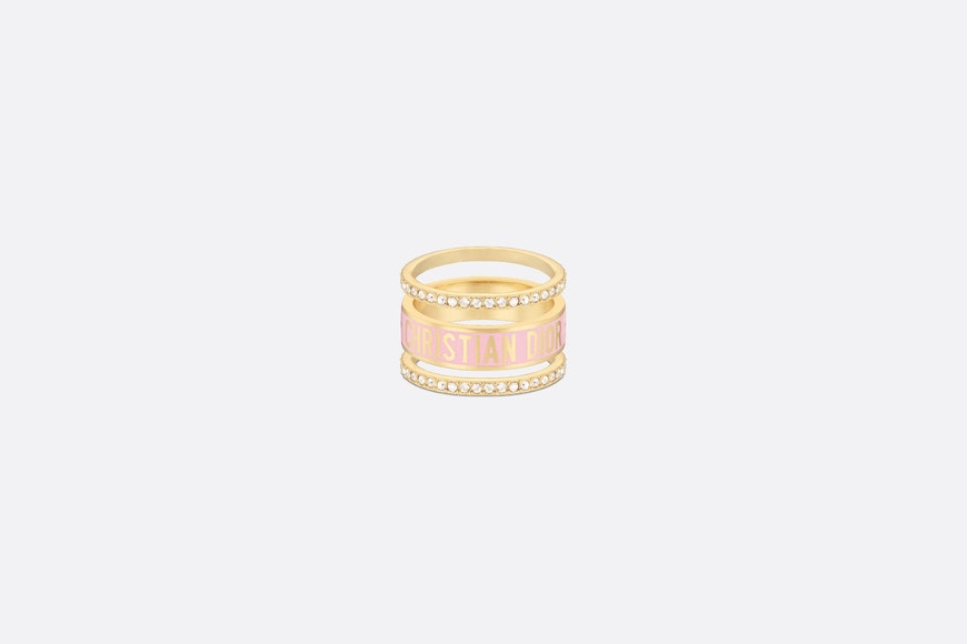 Dior Code Ring Set • Gold-Finish Metal, Silver-Tone Crystals and Melocoton Pink Lacquer