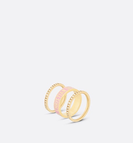 Dior Code Ring Set • Gold-Finish Metal, Silver-Tone Crystals and Melocoton Pink Lacquer