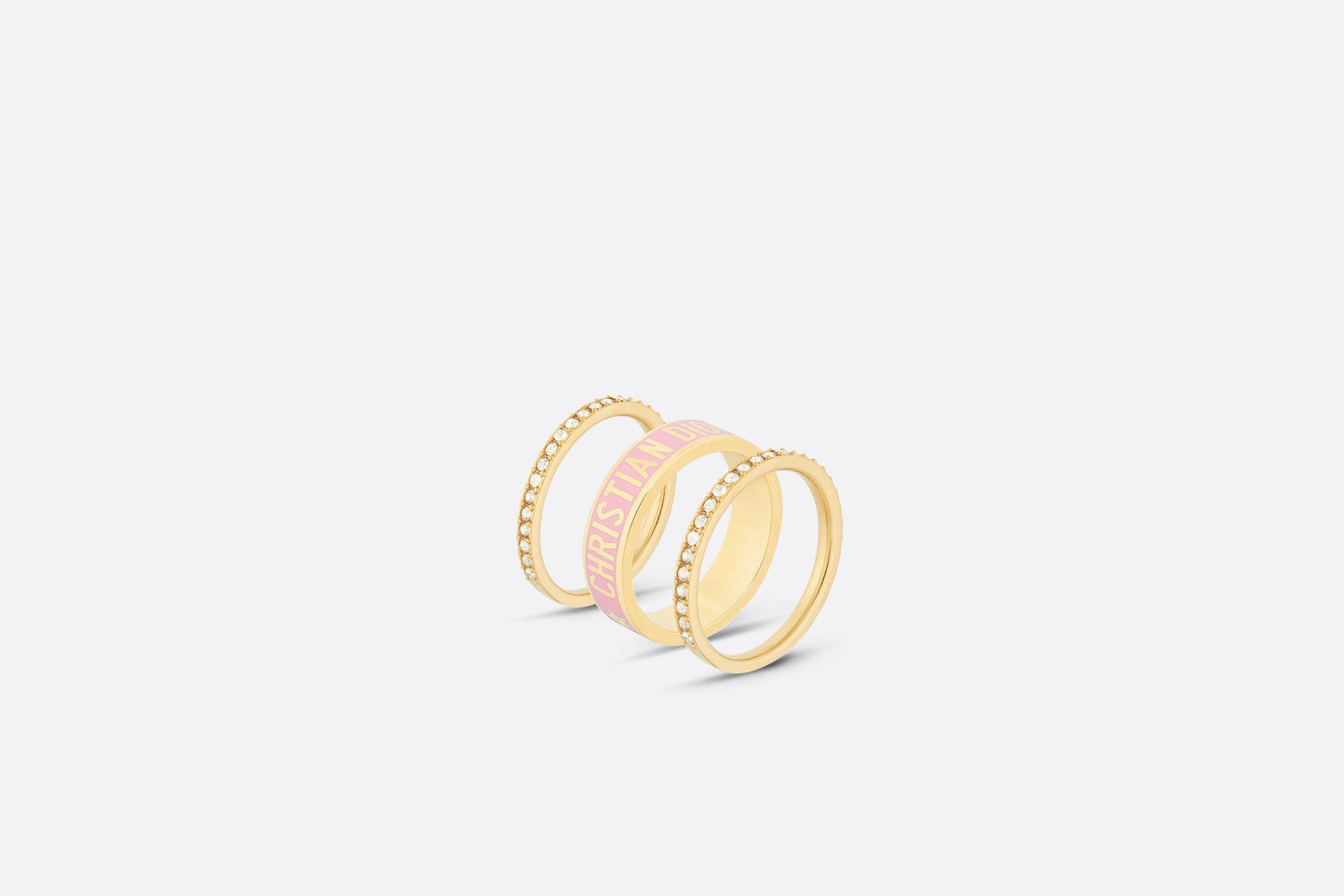 Dior Code Ring Set • Gold-Finish Metal, Silver-Tone Crystals and Melocoton Pink Lacquer