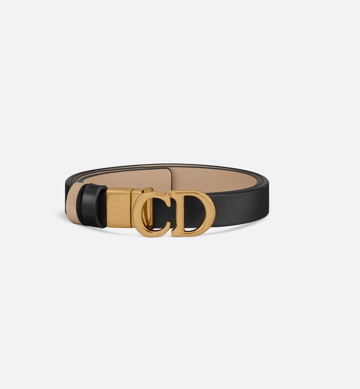 Reversible Saddle Belt • Black and Powder Beige Smooth Calfskin, 20 MM