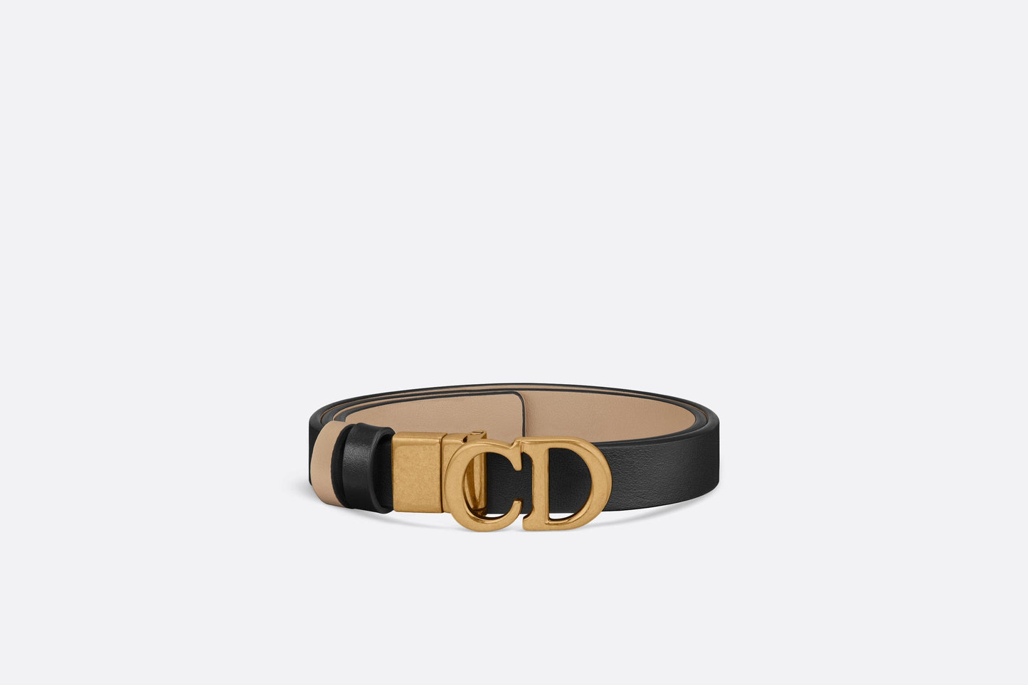 Reversible Saddle Belt • Black and Powder Beige Smooth Calfskin, 20 MM