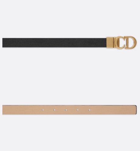 Reversible Saddle Belt • Black and Powder Beige Smooth Calfskin, 20 MM