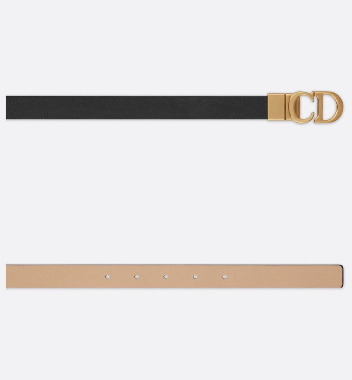 Reversible Saddle Belt • Black and Powder Beige Smooth Calfskin, 20 MM