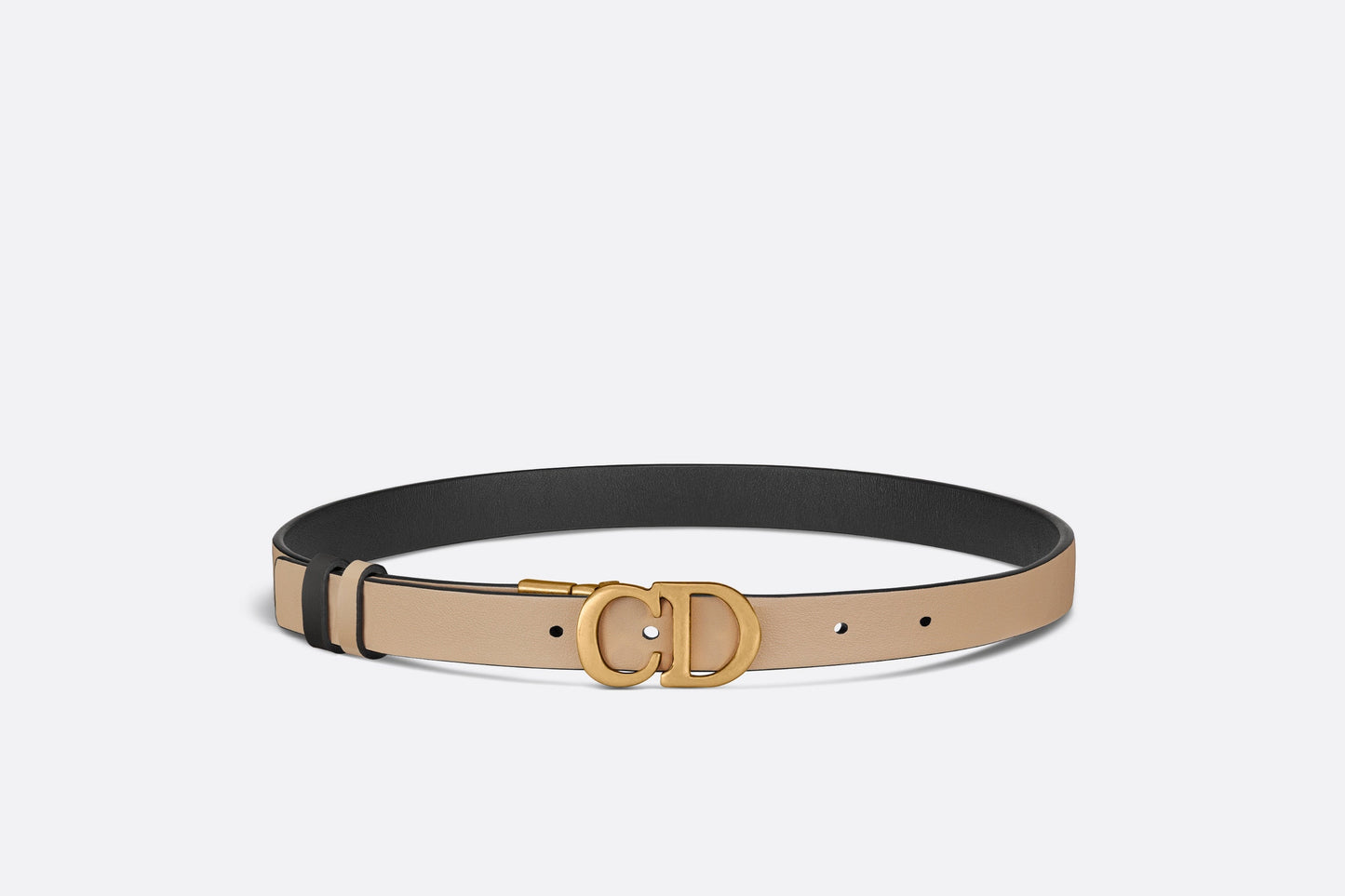 Reversible Saddle Belt • Black and Powder Beige Smooth Calfskin, 20 MM