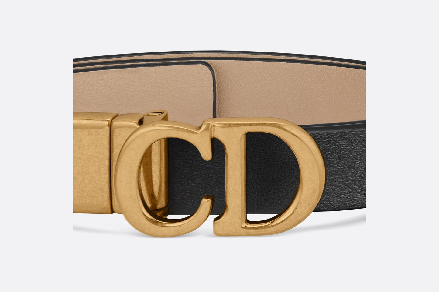 Reversible Saddle Belt • Black and Powder Beige Smooth Calfskin, 20 MM