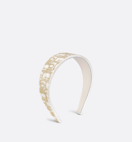 Dior Oblique Dior Band Headband • White and Gold-Tone Embroidery
