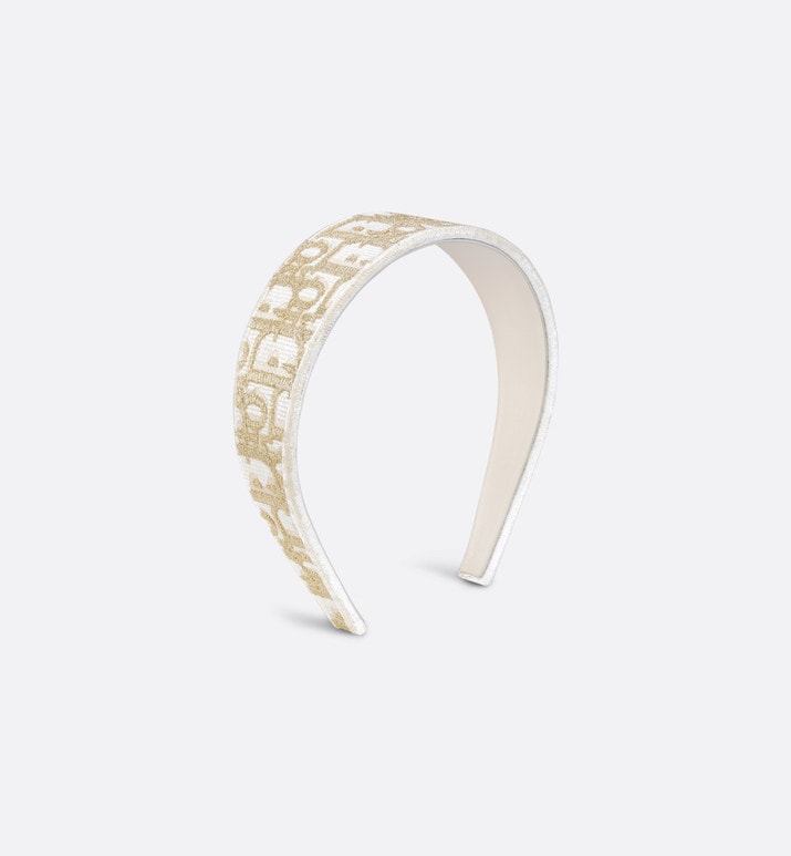 Dior Oblique Dior Band Headband • White and Gold-Tone Embroidery