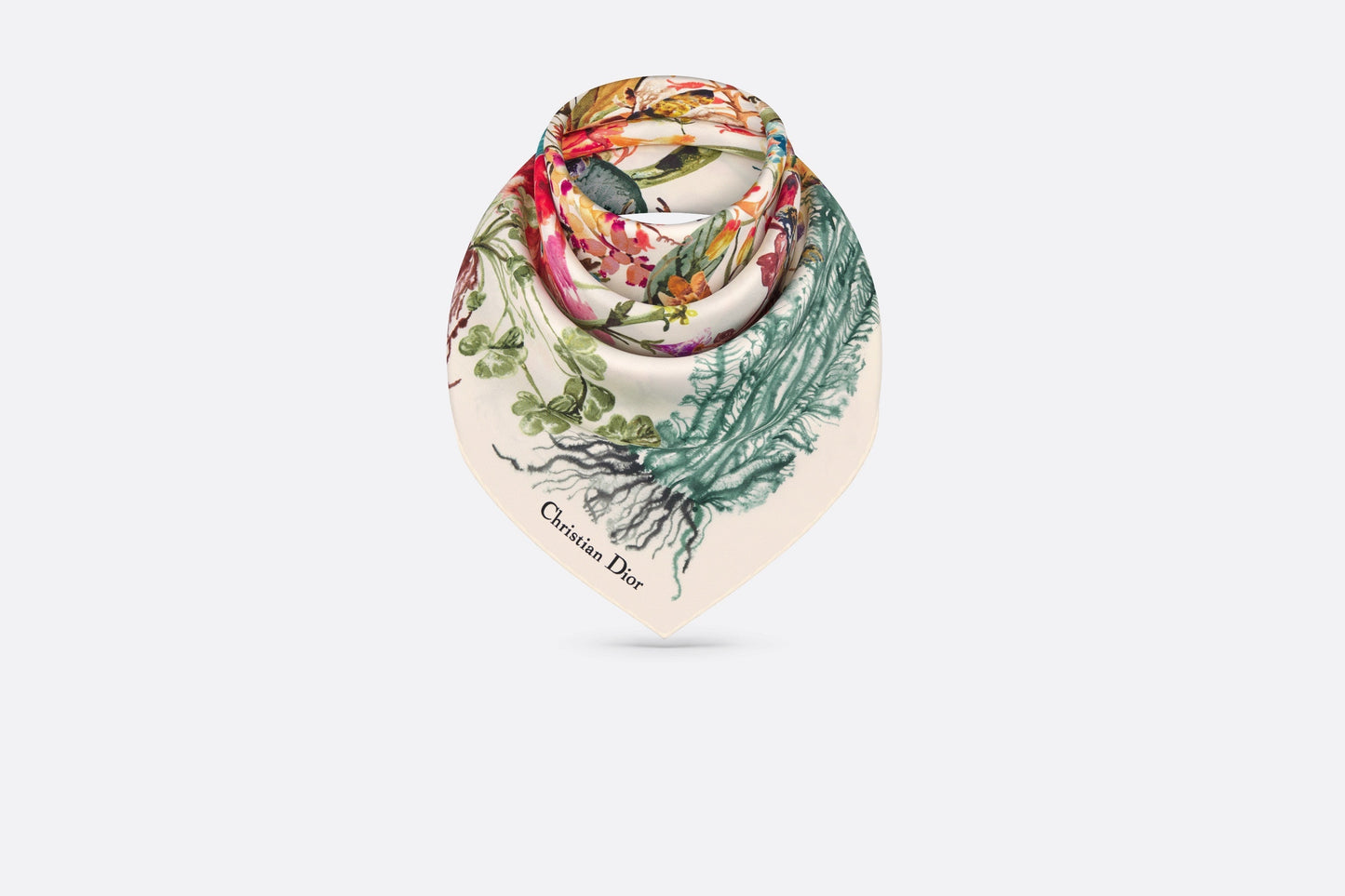 La Mort Tarot 70 Square Scarf • White Multicolor Silk Twill