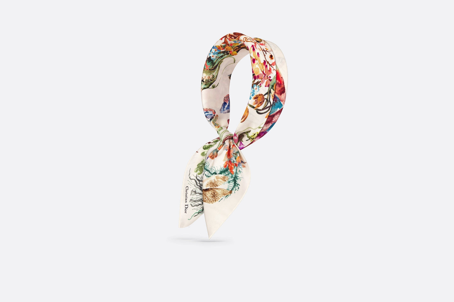 La Mort Tarot 70 Square Scarf • White Multicolor Silk Twill