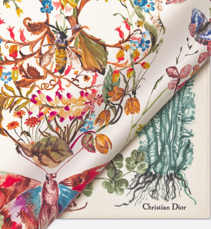 La Mort Tarot 70 Square Scarf • White Multicolor Silk Twill