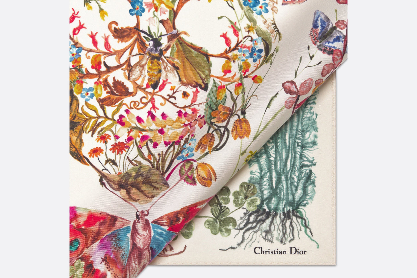 La Mort Tarot 70 Square Scarf • White Multicolor Silk Twill