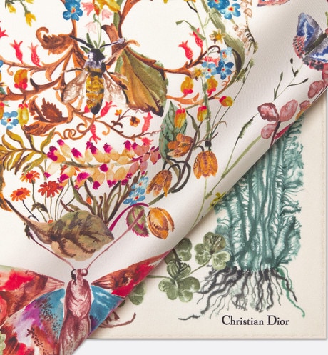 La Mort Tarot 70 Square Scarf • White Multicolor Silk Twill