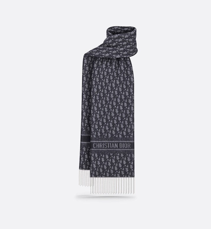 Dior Oblique Scarf • Navy Blue Cashmere and Wool