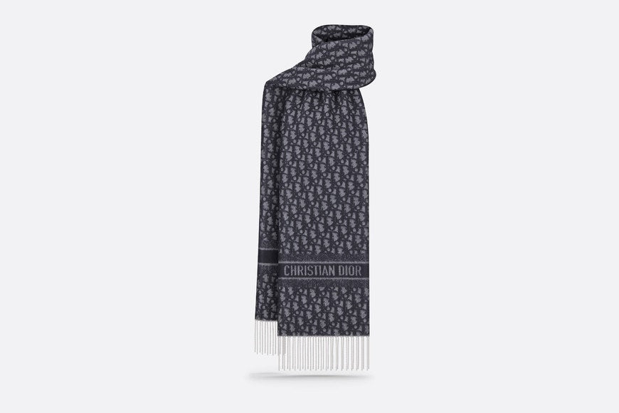 Dior Oblique Scarf • Navy Blue Cashmere and Wool