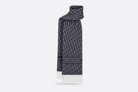Dior Oblique Scarf • Navy Blue Cashmere and Wool