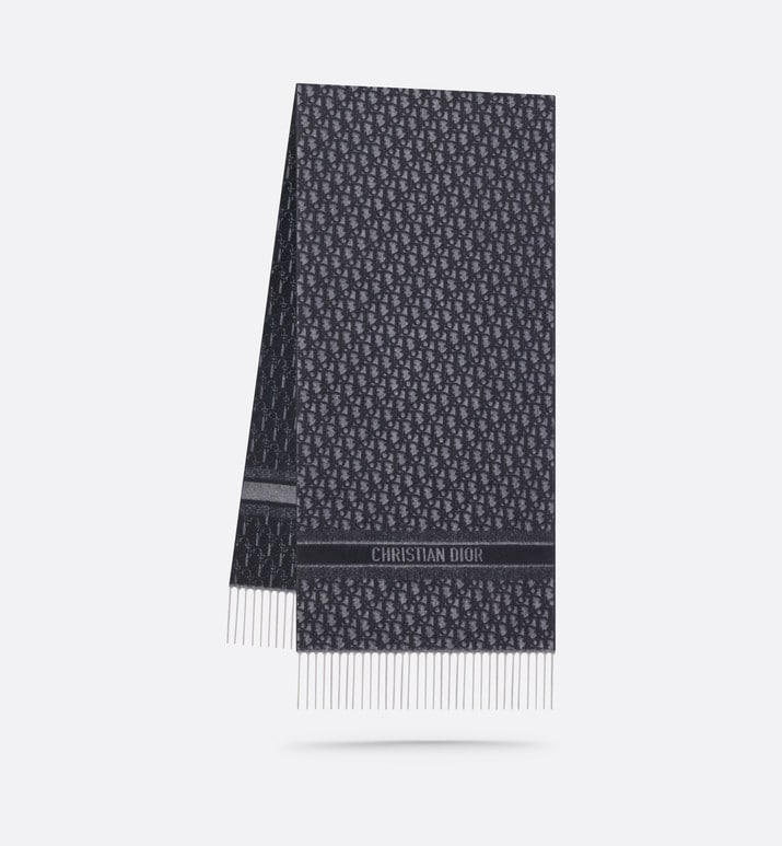 Dior Oblique Scarf • Navy Blue Cashmere and Wool