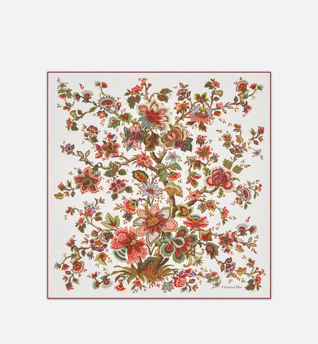 Albero della Vita 90 Square Scarf • Off-White Multicolor Silk Twill