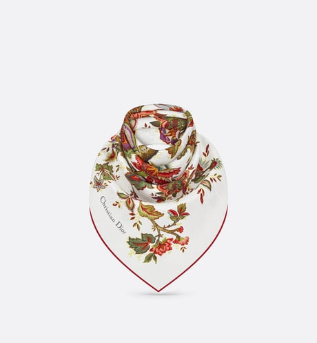 Albero della Vita 90 Square Scarf • Off-White Multicolor Silk Twill