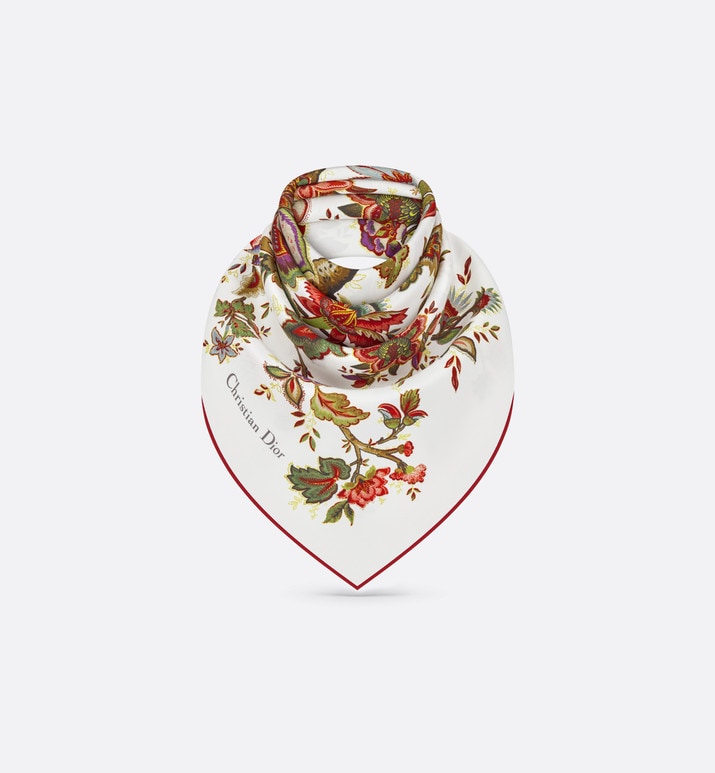 Albero della Vita 90 Square Scarf • Off-White Multicolor Silk Twill
