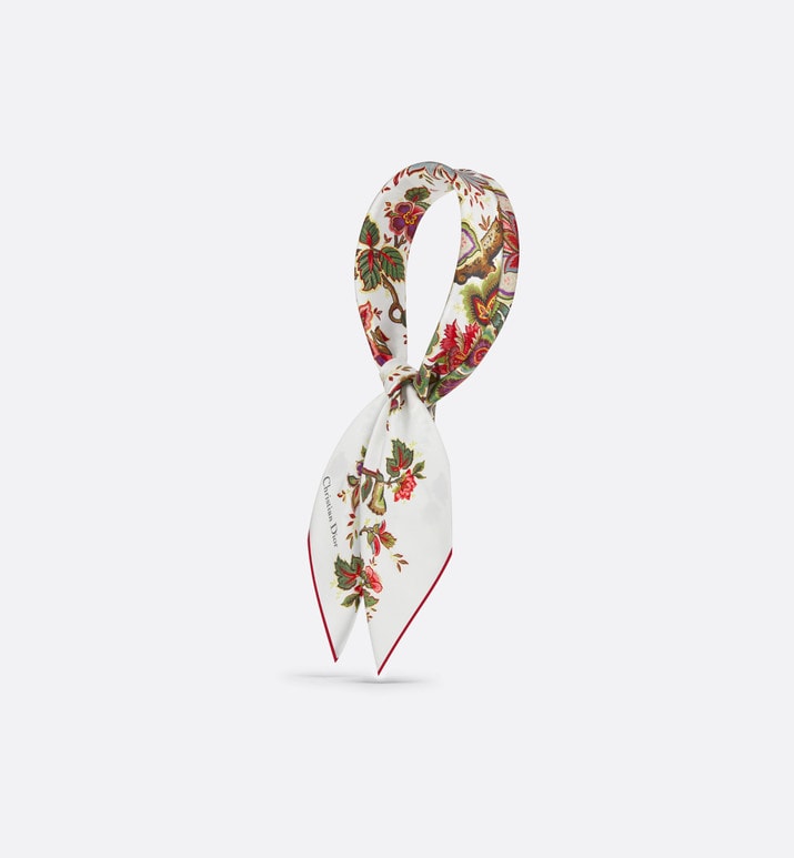 Albero della Vita 90 Square Scarf • Off-White Multicolor Silk Twill