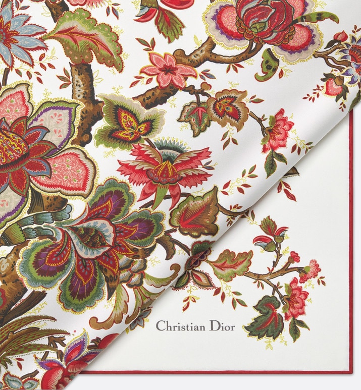 Albero della Vita 90 Square Scarf • Off-White Multicolor Silk Twill