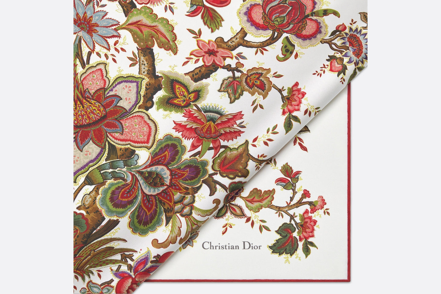 Albero della Vita 90 Square Scarf • Off-White Multicolor Silk Twill