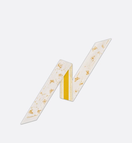 Butterfly Zodiac Mitzah Scarf • Ivory and Gold-Tone Silk Twill