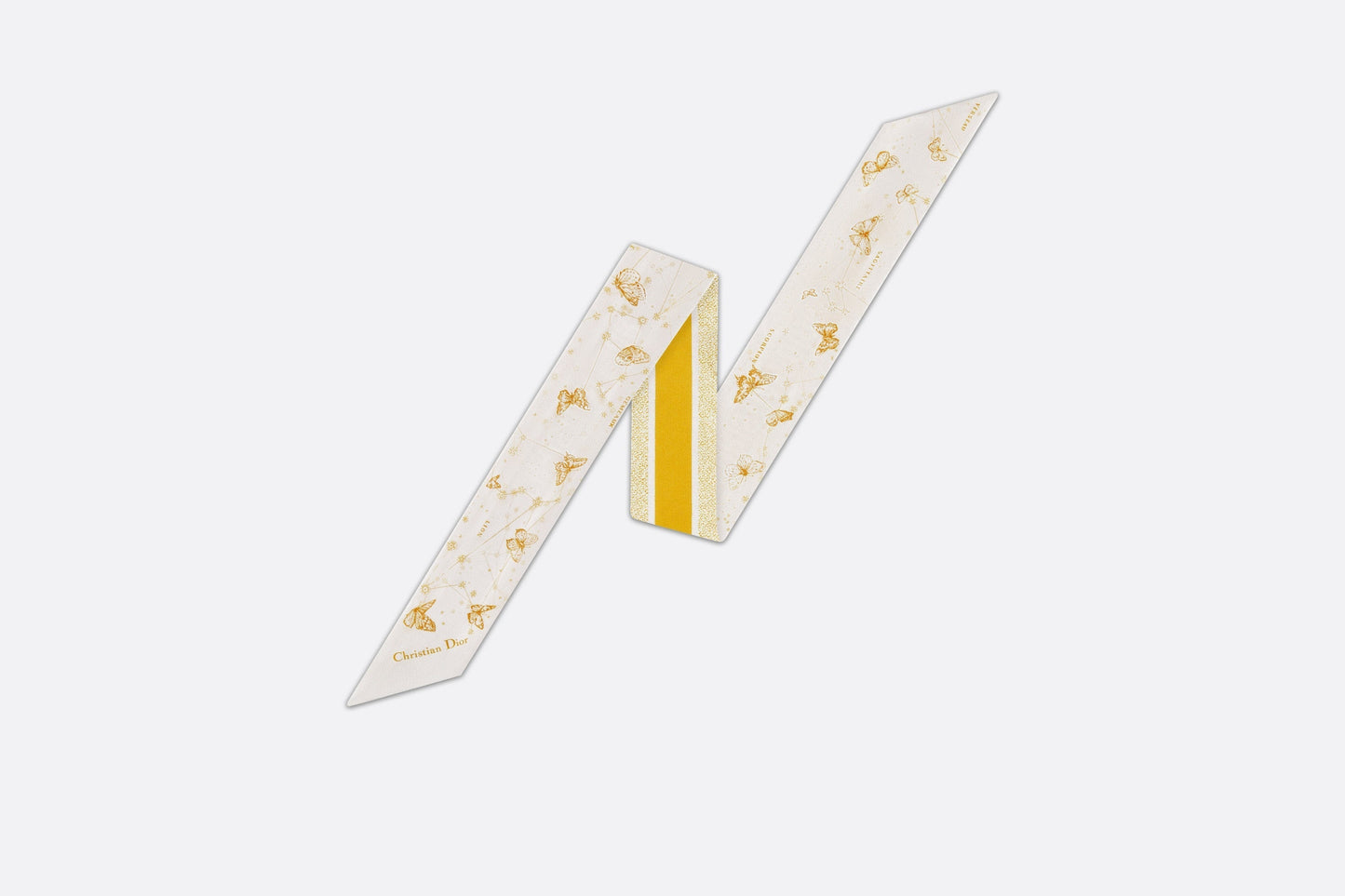 Butterfly Zodiac Mitzah Scarf • Ivory and Gold-Tone Silk Twill