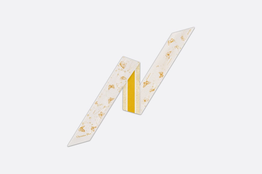 Butterfly Zodiac Mitzah Scarf • Ivory and Gold-Tone Silk Twill