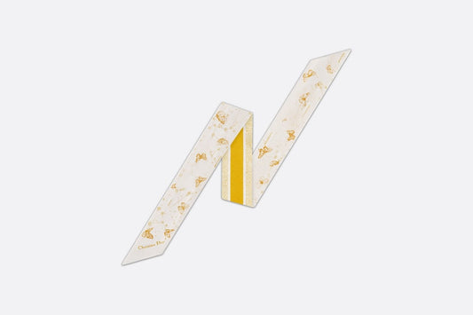 Butterfly Zodiac Mitzah Scarf • Ivory and Gold-Tone Silk Twill