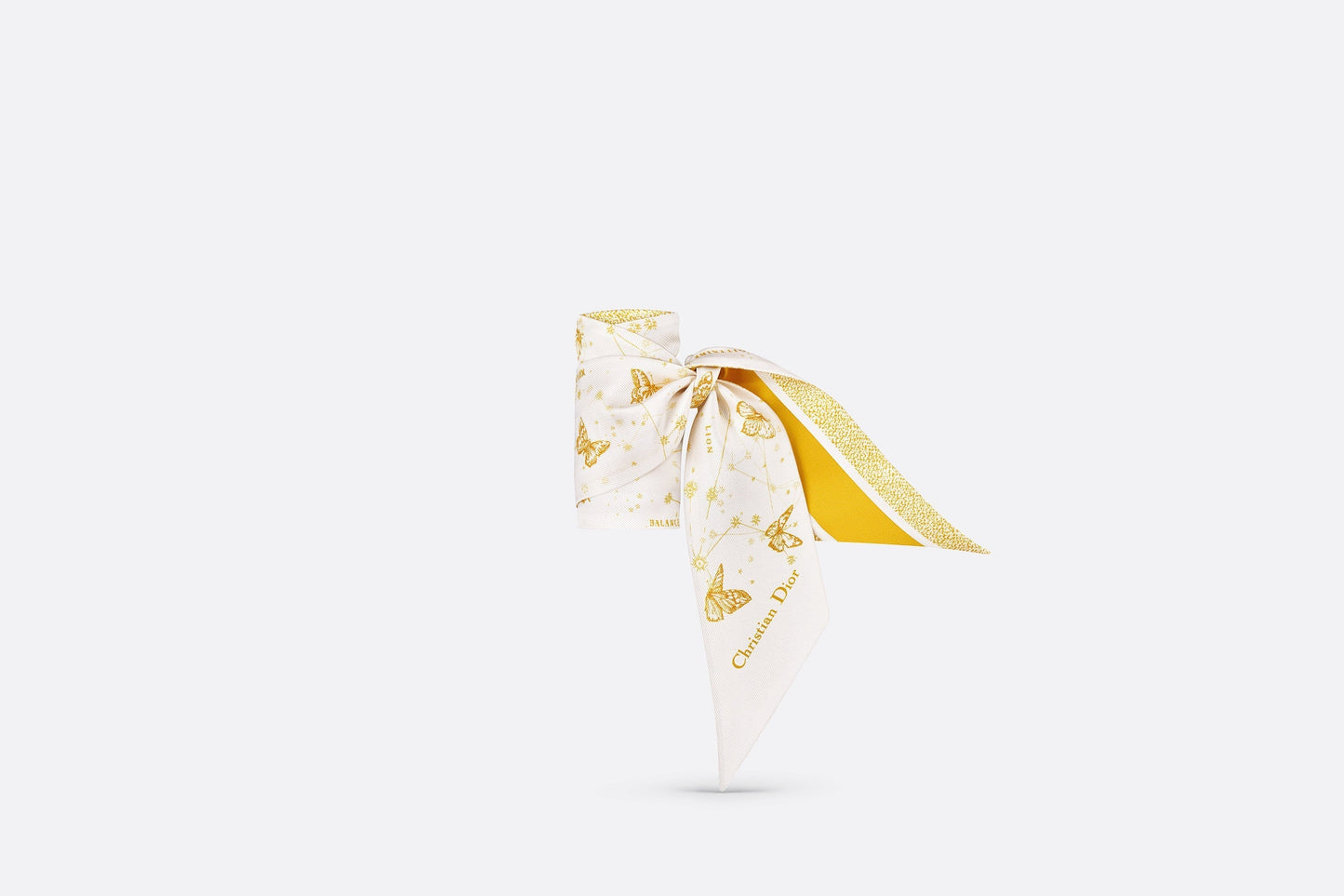 Butterfly Zodiac Mitzah Scarf • Ivory and Gold-Tone Silk Twill