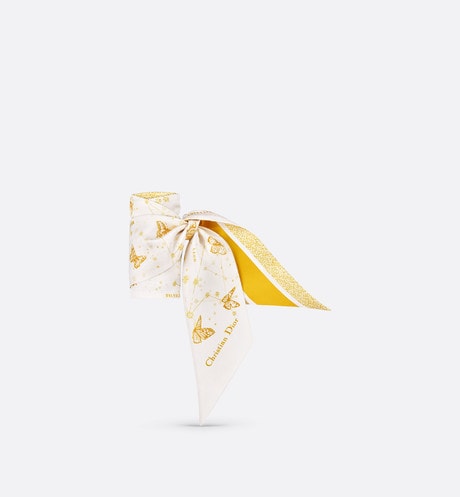 Butterfly Zodiac Mitzah Scarf • Ivory and Gold-Tone Silk Twill