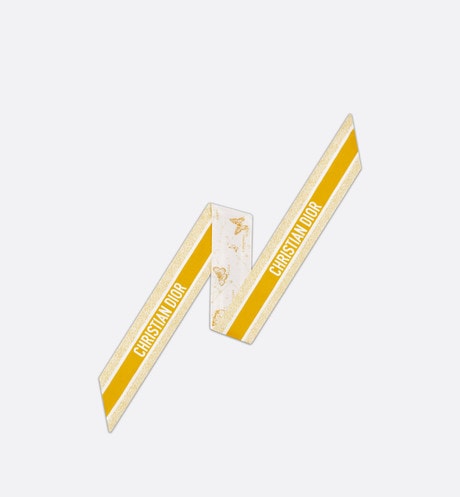 Butterfly Zodiac Mitzah Scarf • Ivory and Gold-Tone Silk Twill