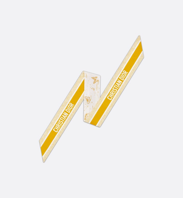 Butterfly Zodiac Mitzah Scarf • Ivory and Gold-Tone Silk Twill