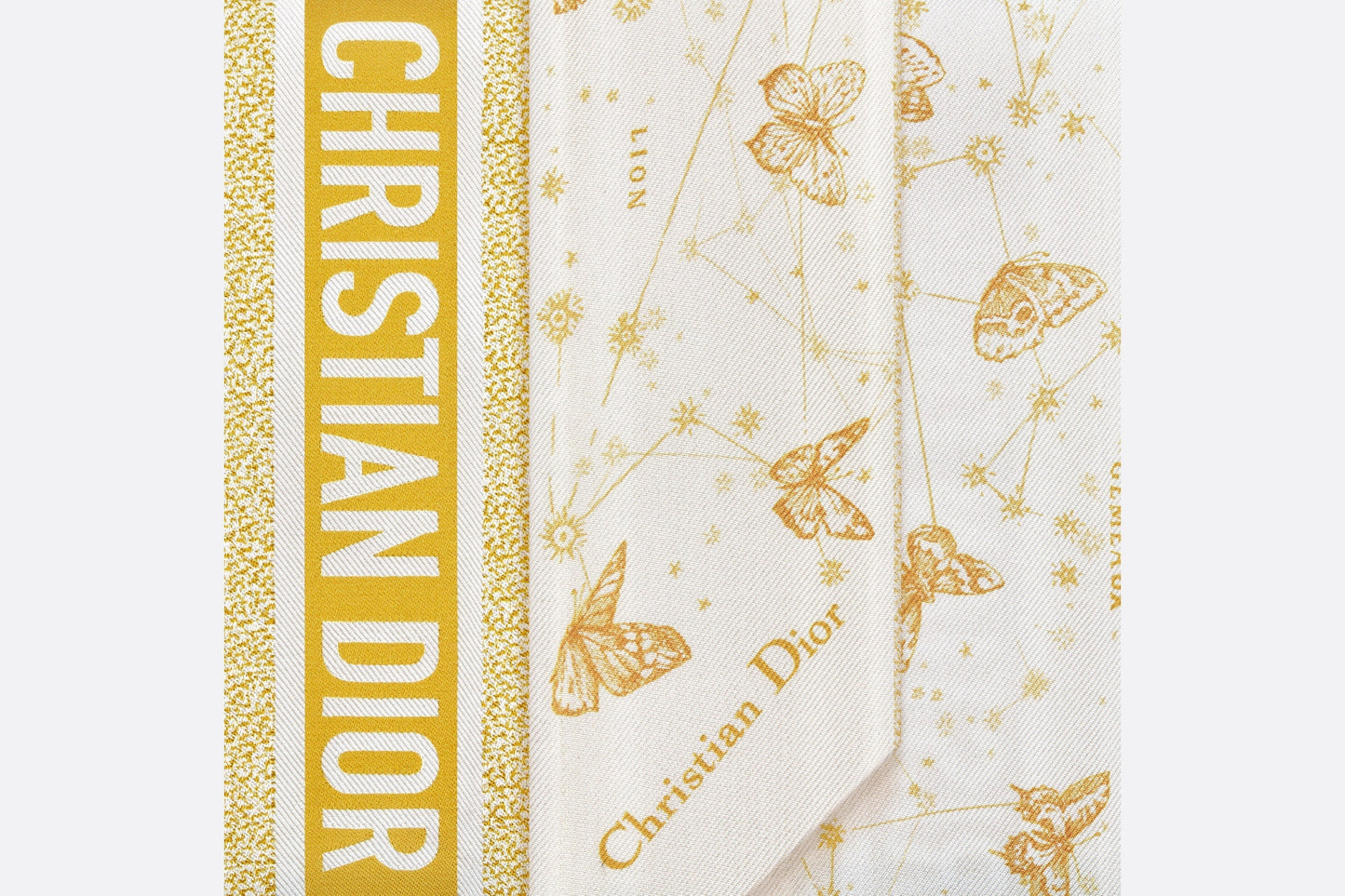 Butterfly Zodiac Mitzah Scarf • Ivory and Gold-Tone Silk Twill