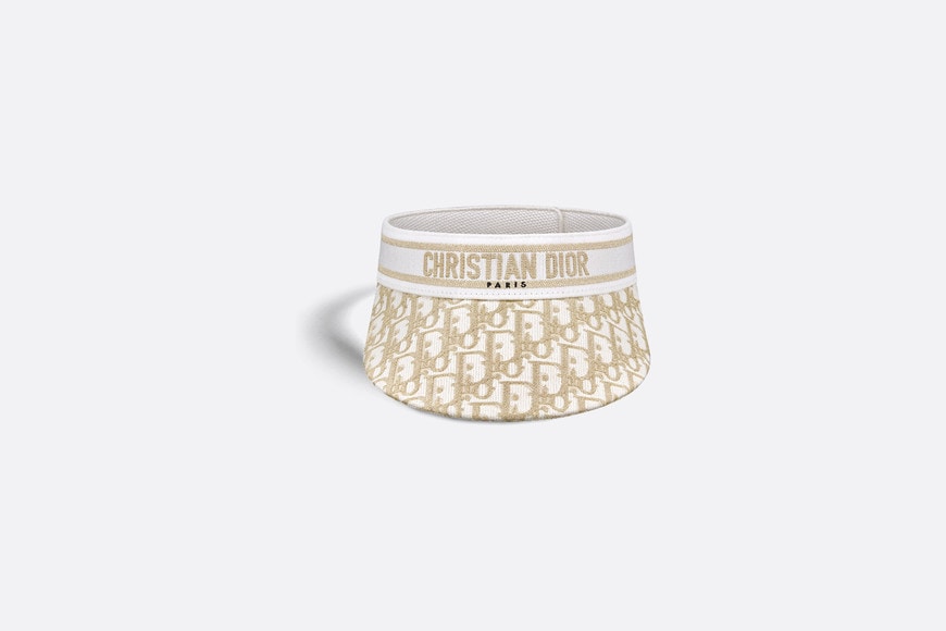 D-Smash Dior Oblique Visor • White and Gold-Tone Embroidery