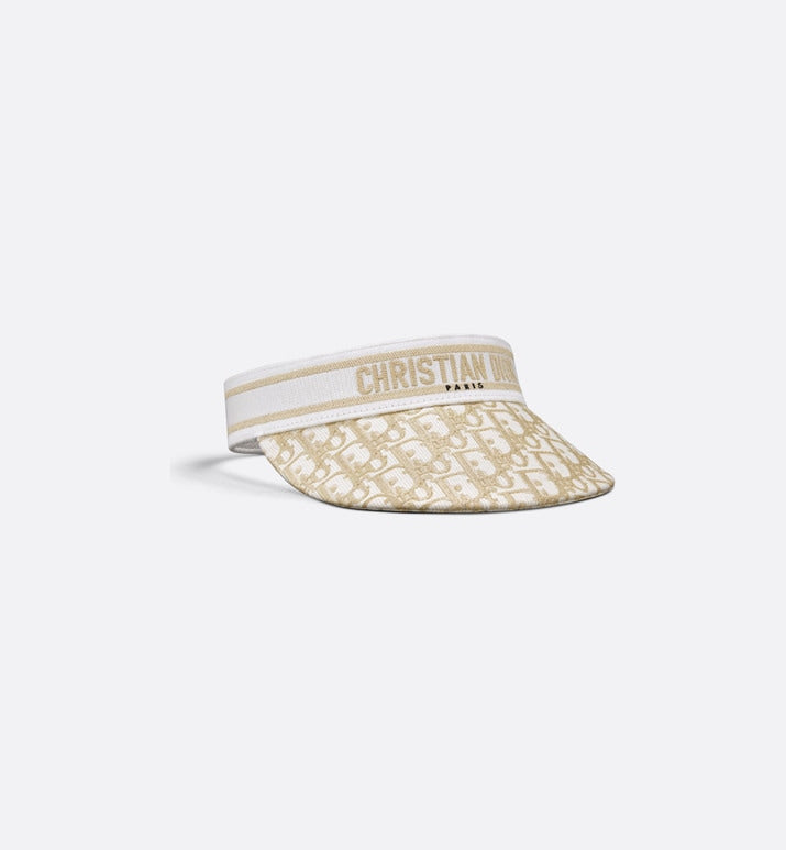 D-Smash Dior Oblique Visor • White and Gold-Tone Embroidery