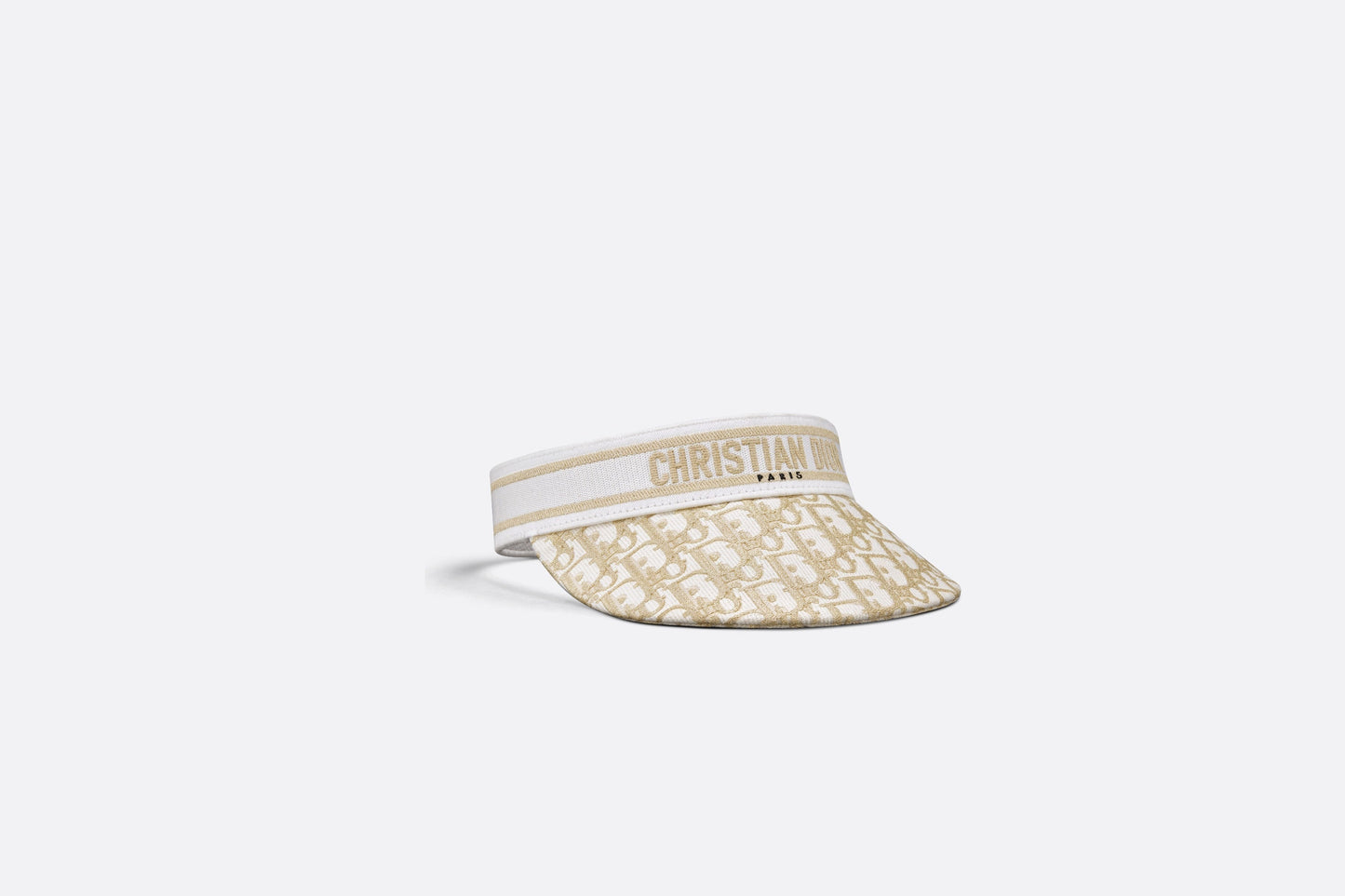 D-Smash Dior Oblique Visor • White and Gold-Tone Embroidery