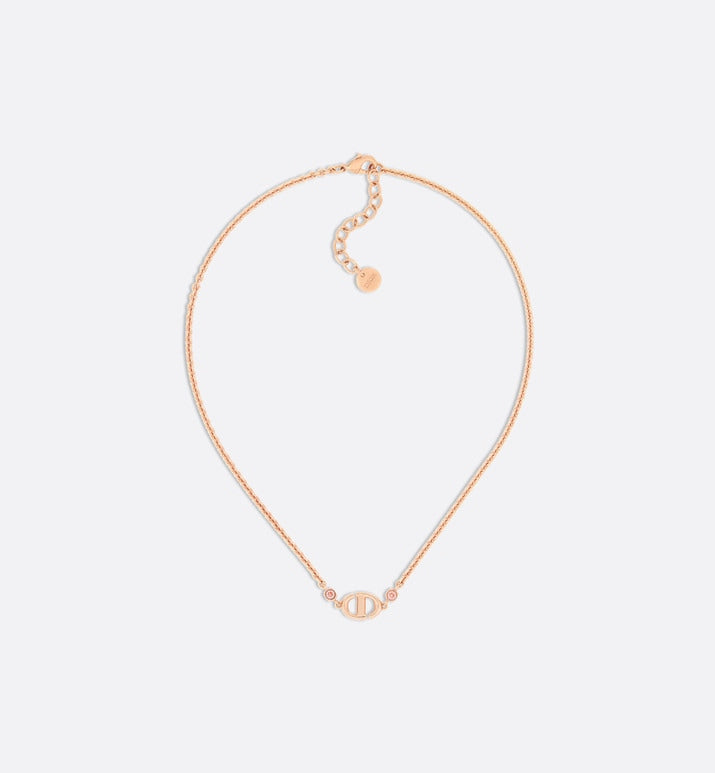 CD Navy Necklace • Pink-Finish Metal and Pink Crystals