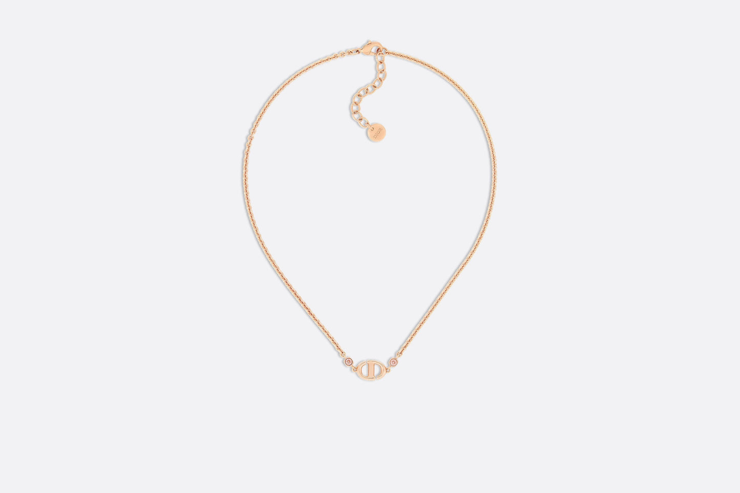 CD Navy Necklace • Pink-Finish Metal and Pink Crystals