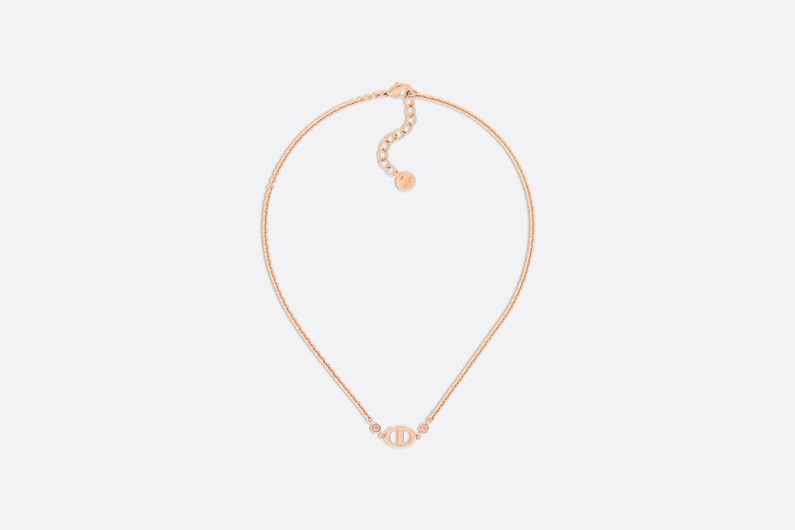 CD Navy Necklace • Pink-Finish Metal and Pink Crystals