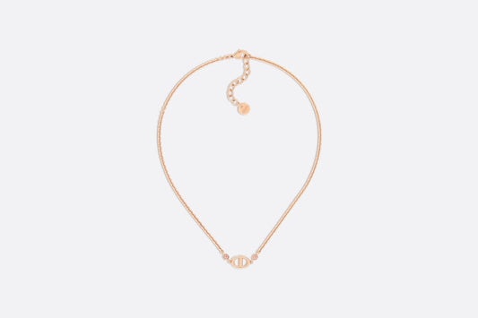 CD Navy Necklace • Pink-Finish Metal and Pink Crystals