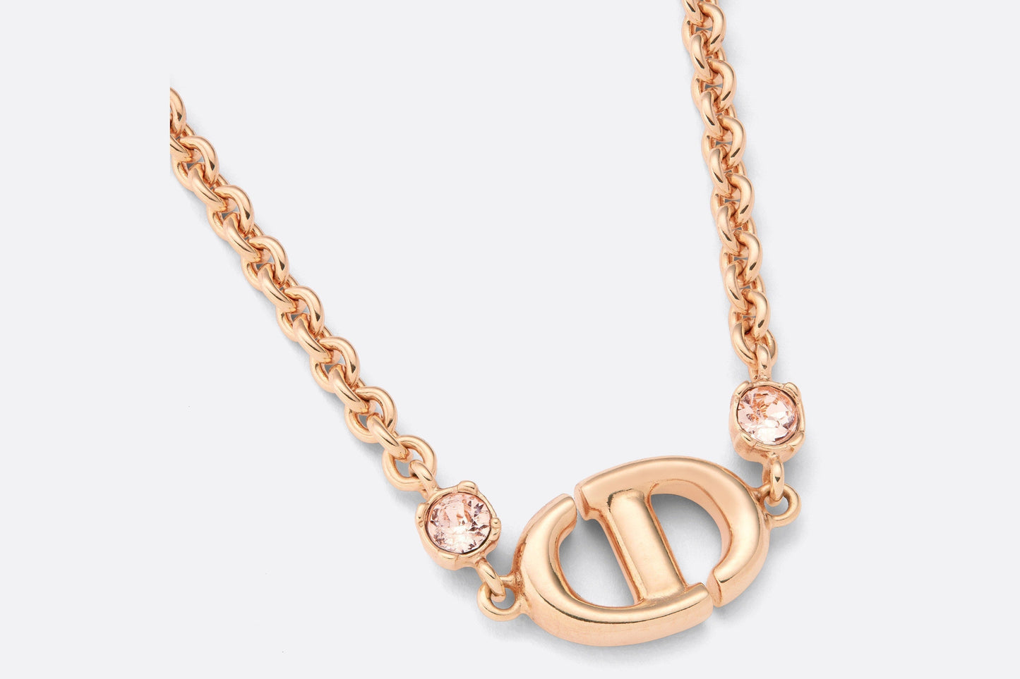 CD Navy Necklace • Pink-Finish Metal and Pink Crystals