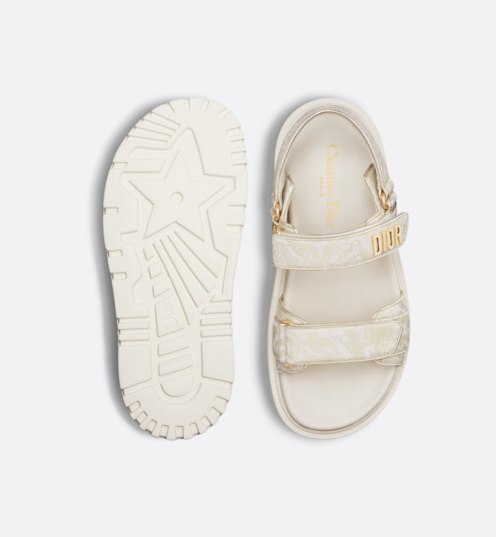 Dioract Sandal • Technical Fabric with Gold-Tone Allover Butterfly Print