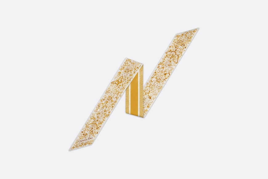 Butterfly Around the World Mitzah Scarf • White and Gold-Tone Silk Twill